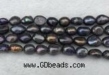 FWP288 15 inches 9mm - 10mm baroque black freshwater pearl strands