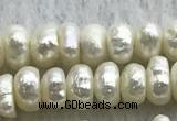 FWP320 14.5 inches 5.2mm button white freshwater pearl strands