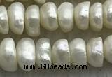 FWP321 14.5 inches 5mm - 6mm button white freshwater pearl strands