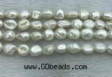 FWP350 15 inches 7mm - 8mm baroque white freshwater pearl strands