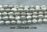 FWP351 15 inches 8mm - 9mm baroque white freshwater pearl strands