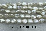 FWP352 15 inches 6mm - 7mm baroque white freshwater pearl strands