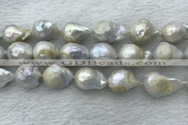 FWP362 15 inches 15mm - 18mm baroque freshwater nucleated pearl beads