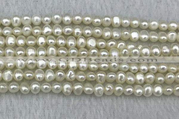 FWP40 14.5 inches 4mm - 5mm potato white freshwater pearl strands