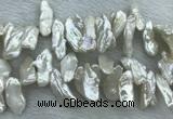 FWP416 Top-drilled 10*22mm - 12*25mm biwa freshwater pearl beads