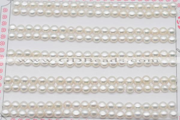 FWP452 half-drilled 4-4.5mm bread freshwater pearl beads