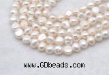 FWP490 14 inches 8mm - 9mm baroque white freshwater pearl strands