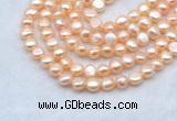 FWP491 14 inches 8mm - 9mm baroque pink freshwater pearl strands