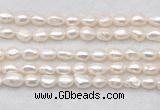 FWP496 14 inches 8mm - 9mm baroque white freshwater pearl strands