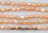 FWP497 14 inches 8mm - 9mm baroque pink freshwater pearl strands