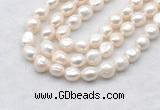 FWP500 14 inches 10mm - 11mm baroque white freshwater pearl strands