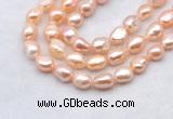 FWP501 14 inches 10mm - 11mm baroque pink freshwater pearl strands