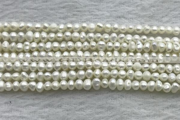 FWP51 14.5 inches 3mm - 4mm potato white freshwater pearl strands