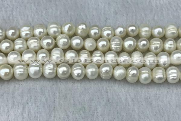 FWP70 15 inches 7mm - 8mm potato white freshwater pearl strands