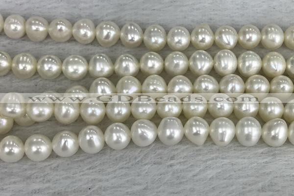 FWP79 15 inches 7mm - 8mm potato white freshwater pearl strands