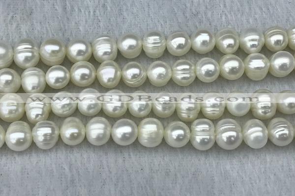 FWP84 15 inches 8mm - 9mm potato white freshwater pearl strands