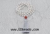 GMN1000 Hand-knotted 8mm, 10mm matte tibetan agate 108 beads mala necklaces with tassel