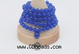 GMN1110 Hand-knotted 8mm candy jade 108 beads mala necklace with charm