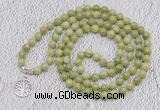 GMN1121 Hand-knotted 8mm, 10mm China jade 108 beads mala necklaces with charm