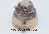 GMN1145 Hand-knotted 8mm, 10mm rhodonite 108 beads mala necklaces with charm