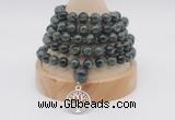 GMN1164 Hand-knotted 8mm, 10mm kambaba jasper 108 beads mala necklaces with charm