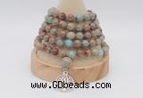 GMN1166 Hand-knotted 8mm, 10mm serpentine jasper 108 beads mala necklaces with charm