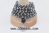 GMN1179 Hand-knotted 8mm, 10mm tibetan agate 108 beads mala necklaces with charm