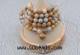 GMN1184 Hand-knotted 8mm, 10mm yellow crazy agate 108 beads mala necklaces with charm