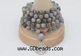 GMN1186 Hand-knotted 8mm, 10mm silver needle agate 108 beads mala necklaces with charm