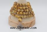 GMN1220 Hand-knotted 8mm, 10mm golden tiger eye 108 beads mala necklaces with charm