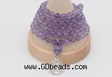 GMN1234 Hand-knotted 8mm, 10mm amethyst 108 beads mala necklaces with charm