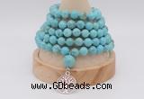 GMN1247 Hand-knotted 8mm, 10mm white howlite 108 beads mala necklaces with charm