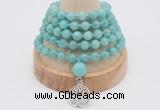 GMN1250 Hand-knotted 8mm, 10mm amazonite 108 beads mala necklaces with charm