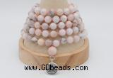 GMN1251 Hand-knotted 8mm, 10mm natural pink opal 108 beads mala necklaces with charm