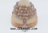 GMN1253 Hand-knotted 8mm, 10mm moonstone 108 beads mala necklaces with charm