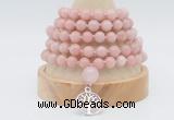 GMN1261 Hand-knotted 8mm, 10mm China pink opal 108 beads mala necklaces with charm