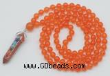 GMN1403 Hand-knotted 8mm candy jade 108 beads mala necklace with pendant