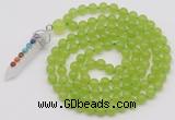 GMN1408 Hand-knotted 8mm candy jade 108 beads mala necklace with pendant