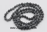 GMN141 Hand-knotted 6mm snowflake obsidian 108 beads mala necklaces