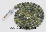 GMN1435 Hand-knotted 8mm, 10mm Canadian jade 108 beads mala necklace with pendant