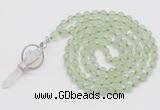 GMN1461 Hand-knotted 8mm, 10mm prehnite 108 beads mala necklace with pendant