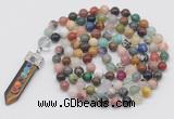 GMN1472 Hand-knotted 8mm, 10mm colorfull gemstone 108 beads mala necklace with pendant