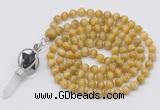 GMN1486 Hand-knotted 8mm, 10mm golden tiger eye 108 beads mala necklace with pendant