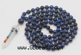 GMN1495 Hand-knotted 8mm, 10mm blue tiger eye 108 beads mala necklace with pendant