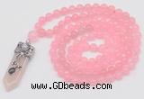 GMN1502 Hand-knotted 8mm candy jade 108 beads mala necklace with pendant