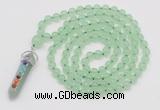 GMN1504 Hand-knotted 8mm candy jade 108 beads mala necklace with pendant