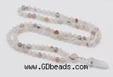 GMN1600 Hand-knotted 6mm montana agate 108 beads mala necklace with pendant