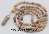 GMN1602 Hand-knotted 6mm yellow crazy agate 108 beads mala necklace with pendant