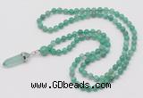 GMN1605 Hand-knotted 6mm peafowl agate 108 beads mala necklace with pendant