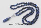 GMN1618 Hand-knotted 6mm blue tiger eye 108 beads mala necklace with pendant